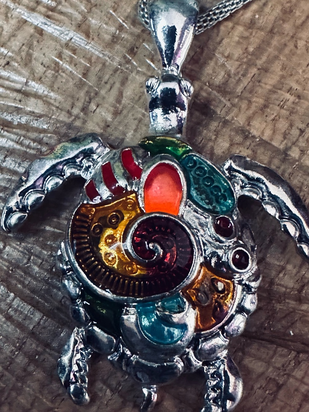 Silver Multicolor Turtle Pendant Necklace - Women Jewelry